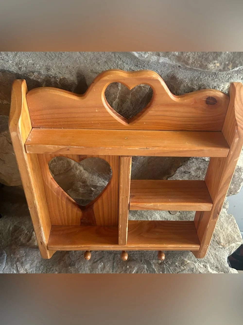 Vintage Wood Heart Wall Display Shelf